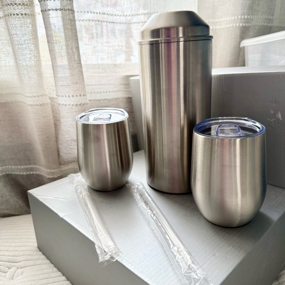 5 Piece Stainless Steel Wine Tumbler Set | Wine Chiller | Picnic | DIY Epoxy